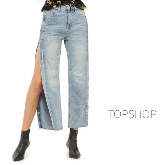Topshop Denim - Topshop moto jeans, snap button down sides 32